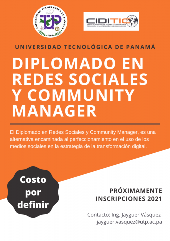 Afiche de Diplomado en Redes Sociales y Community Manager